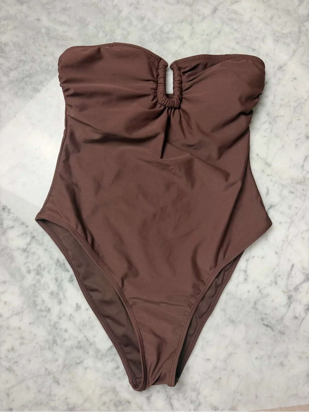 Caroline Constas Strapless One-Piece Swimsuit in Chocolate